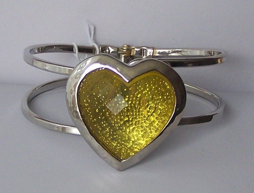 Yellow Heart Love Valentines Day Bangle Bracelet