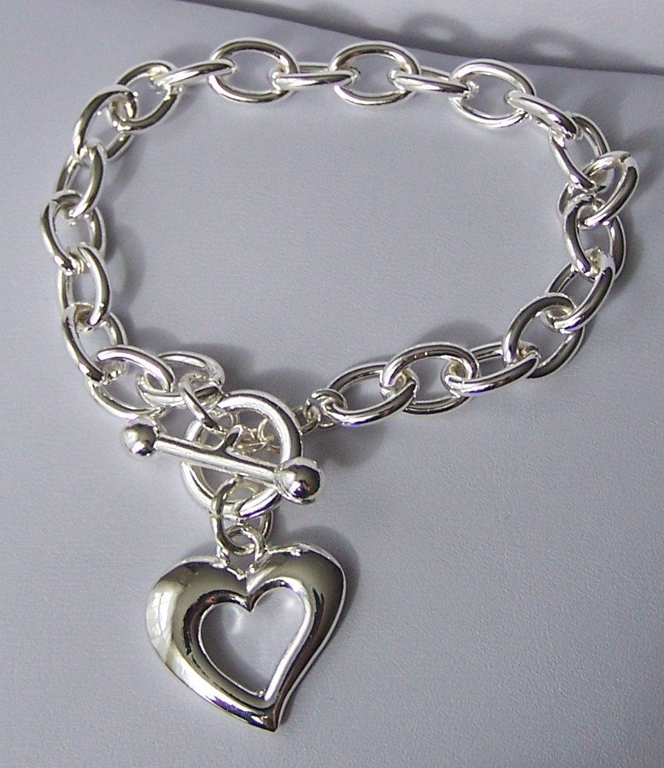 Open Heart Love Valentines Day Charm Bracelet