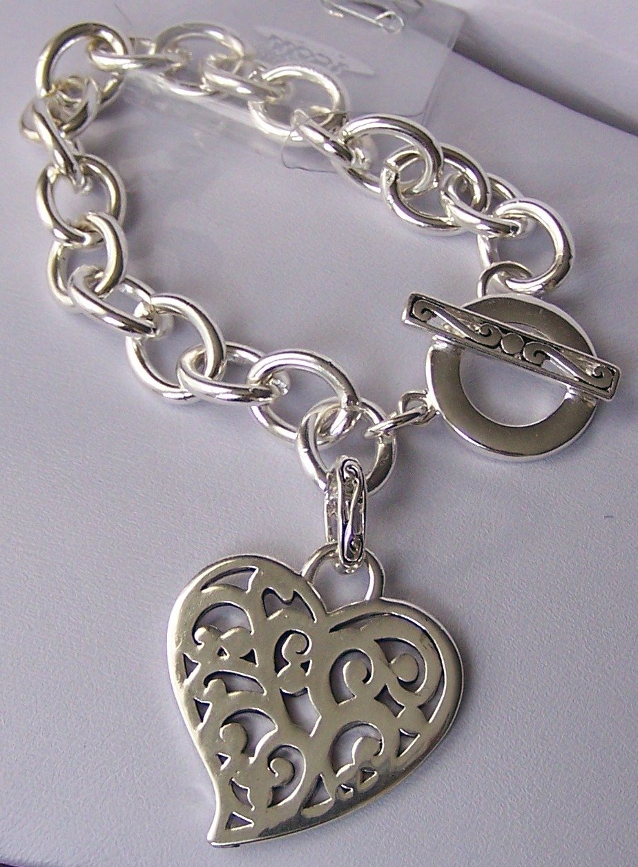 Filigree Heart Love Valentines Day Charm Bracelet