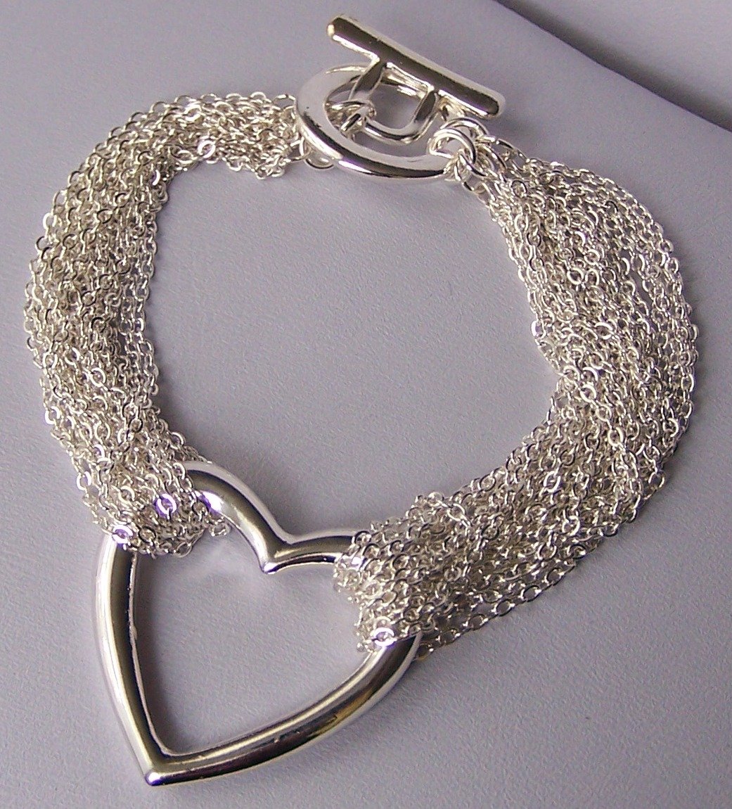 Open Multistrand Heart Love Valentines Day Charm Bracelet