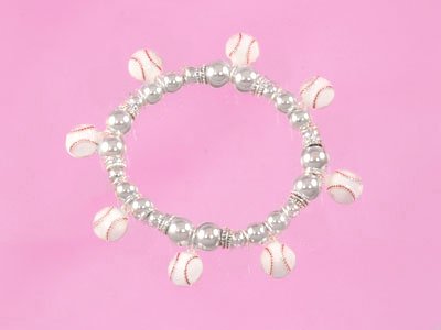 White Red Softball Baseball Charm Bracelet