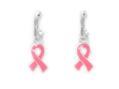 Pink Ribbon Breast Cancer Together We Can Earrings