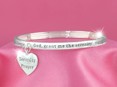 RELIGIOUS SERENITY PRAYER STACKABLE BANGLE CHARM BRACELET