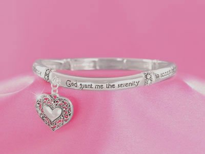 SERENITY PRAYER HEART AA RECOVERY BRACELET