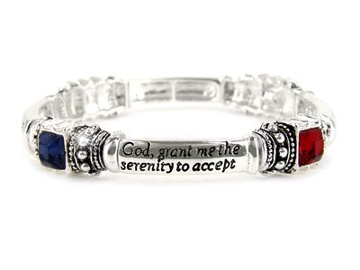 MULTICOLOR SERENITY PRAYER HEART AA RECOVERY INSPIRE BRACELET
