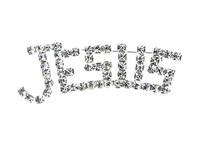 Jesus Clear Crystal Religious Brooch