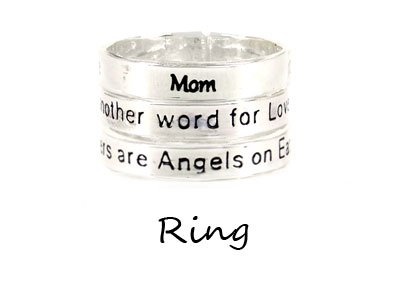Silver Tone Mothers are Angels on Earth Ring Rings