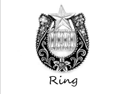 Cowgirl Horseshoe Horse Shoe Star Ring