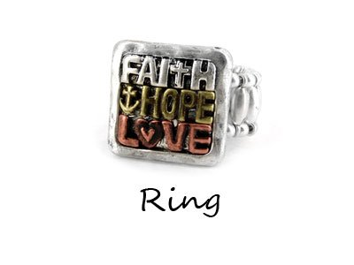 Tri Tone Faith Hope Love Ring