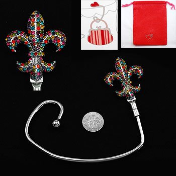 Multicolor French Fleur De Lis Purse Handbag Caddy Holder Hanger