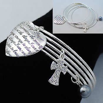 Serenity Prayer Cross Charm Bracelet