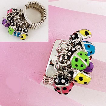Layered Multicolor Ladybug Lady Bug Ring