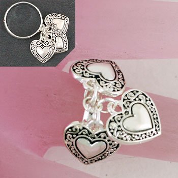 Silver Tone Valentines Day Heart Love Ring