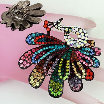 Multicolor Hematite Peacock Bird Ring