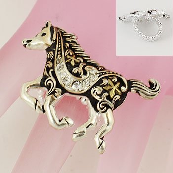 Two Tone Black Horse Pony Ring