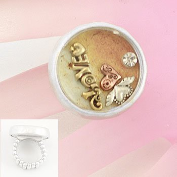 Love Circle Heart Silver Tone Ring