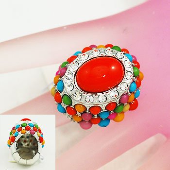 Multicolor Cocktail Silver Tone Ring
