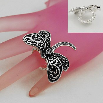 Dragonfly Dragon Fly Silver Tone Ring Size