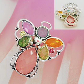 Guardian Angel Rhinestone Silver Tone Ring