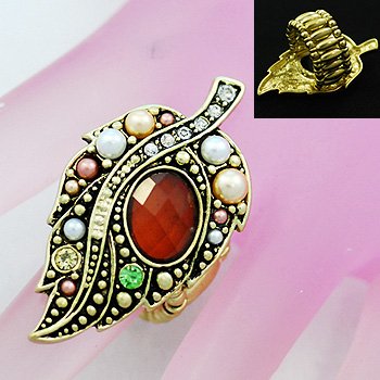 Multicolor Fall Leaf GoldTone Ring