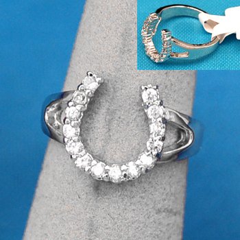 Cubic Zirconia CZ Horseshoe Horse Shoe Western Ring Size 8