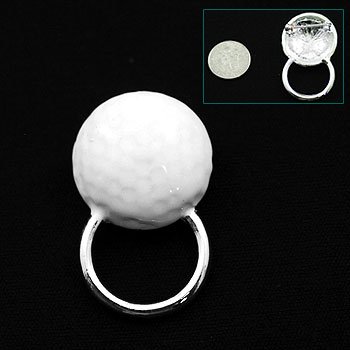 White Golf Ball Picture Badge ID Eye Glass Holder Brooch Pin