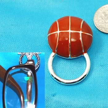 Basketball Basket Ball Picture Badge ID Eye Glass Holder Brooch Pin