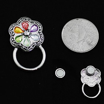 Multicolor Flower Picture Badge ID Eye Glass Holder Brooch Pin