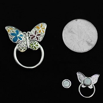 Butterfly Multicolor Picture Badge ID Eye Glass Holder Brooch Pin