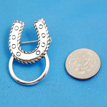 Western Horseshoe Picture Badge ID Eye Glass Holder Brooch Pin