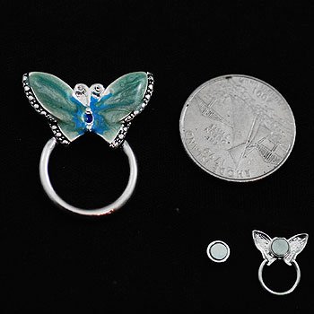 Blue Butterfly Picture Badge ID Eye Glass Holder Brooch Pin