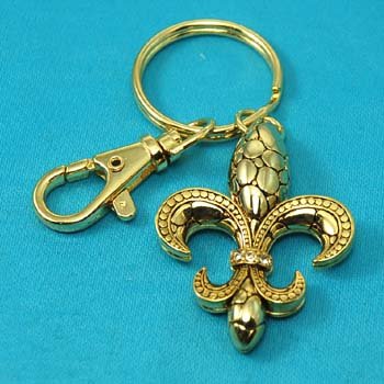 Gold Tone French Fleur De Lis Key Keychain