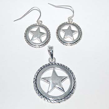 Texas Lonestar Necklace Pendant Earring Set