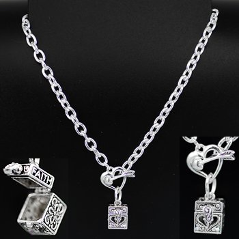 Religious Heart Love Prayer Box Necklace