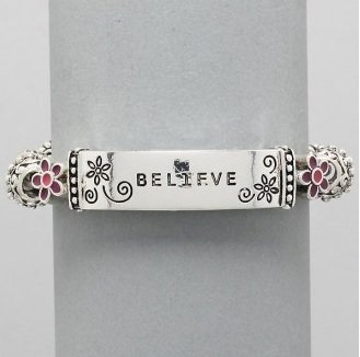 Believe Flower Religious Inspirational Bracelet