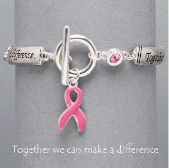 Together We Can Make a Difference Pink Ribbon Breast Cancer Bracelet