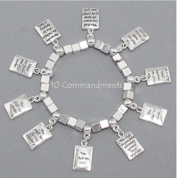 Religious Ten Commandments Bible Charm Bracelet