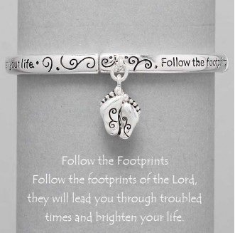 Religious Follow the Footprint Footprints Charm Bracelet