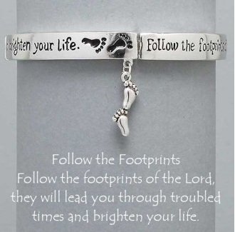 Religious Follow the Footprint Footprints Charm Bracelet 2