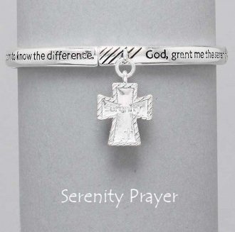 Religious Cross Serenity Prayer Textured Bracelet