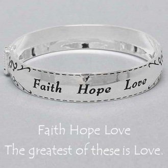 Religious Faith Hope Love Bangle Bracelet