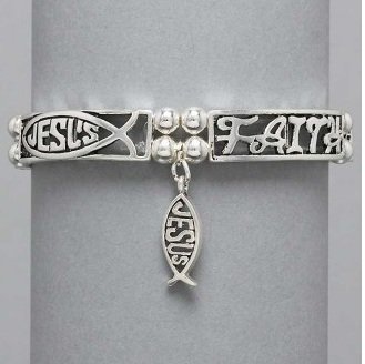 Religious Jesus Faith Fish Charm Bracelet