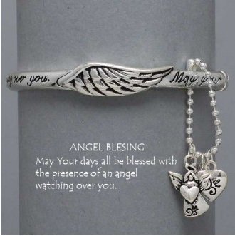 Religious Guardian Angel Charm Blessing Bangle Bracelet