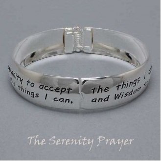 Religious Serenity Prayer Bangle Silver Tone Bracelet