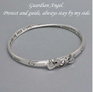 Religious Guardian Angel Angels Bangle Silver Tone Bracelet