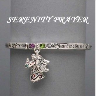 Religious Serenity Prayer AA Recovery Charm Silver Tone Bracelet