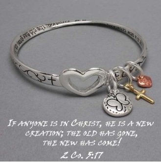 Religious 2 Corinthians 5:17 He Is a New Creation Charm Bracelet