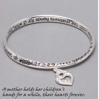 Religious Mother Holds Her Children Heart Love Charm Bracelet