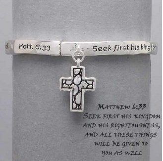 Religious Matthew 6:33 Seek First His Kingdom Charm Bracelet