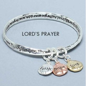 Religious Lords Prayer Faith Hope Love Charm Bracelet
